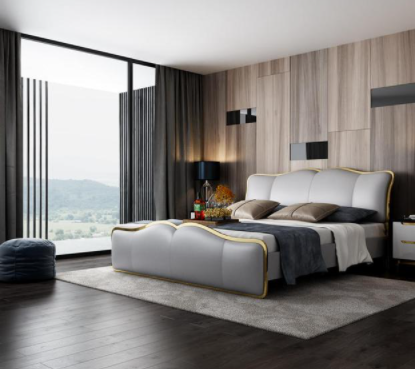 雙虎雙人沙發(fā)床：輕奢真皮雙人床，一下就能俘獲顏值控