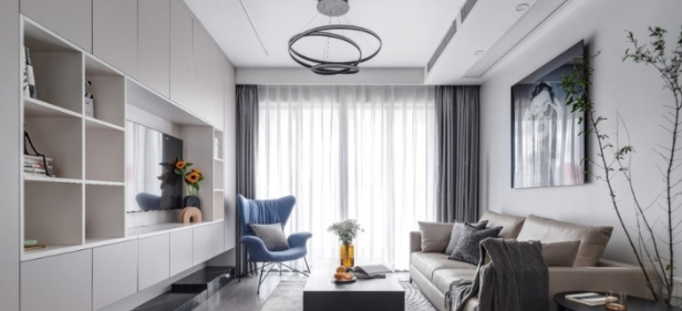 書柜效果圖片：電視墻局部做書柜，怎么做好看？