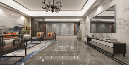 新房裝修設(shè)計(jì)：現(xiàn)代中式風(fēng)的新房裝修完工，入戶就被玄關(guān)背景墻迷住