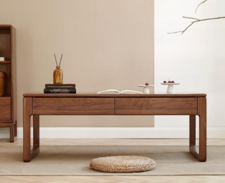 實木茶室設(shè)計圖：空谷茶幾，營造新中式的極簡之美